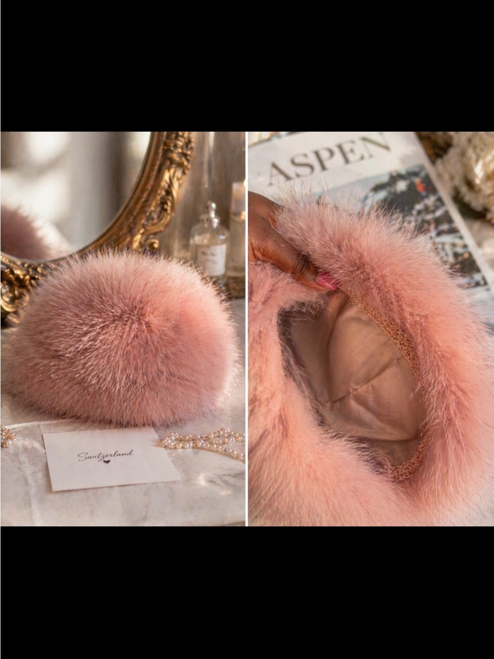 Blush Pink Real Fur Hat | Aspen Luxury Winter Glam | Switzerland Worn